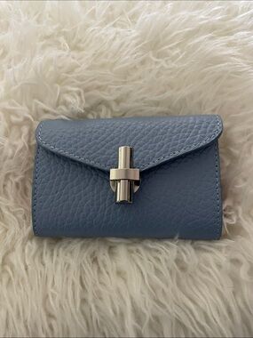Blue Pebbled Leather Wallet Isadora made in Italy